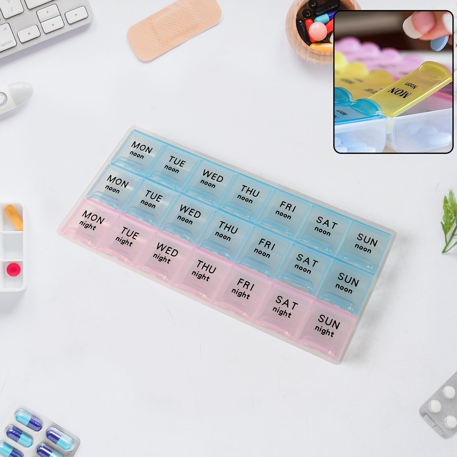 Weekly Pill Organizer Box With 21 Compartments (1 Pc) Weekly Pill Organizer Box With 21 Compartments (1 Pc)